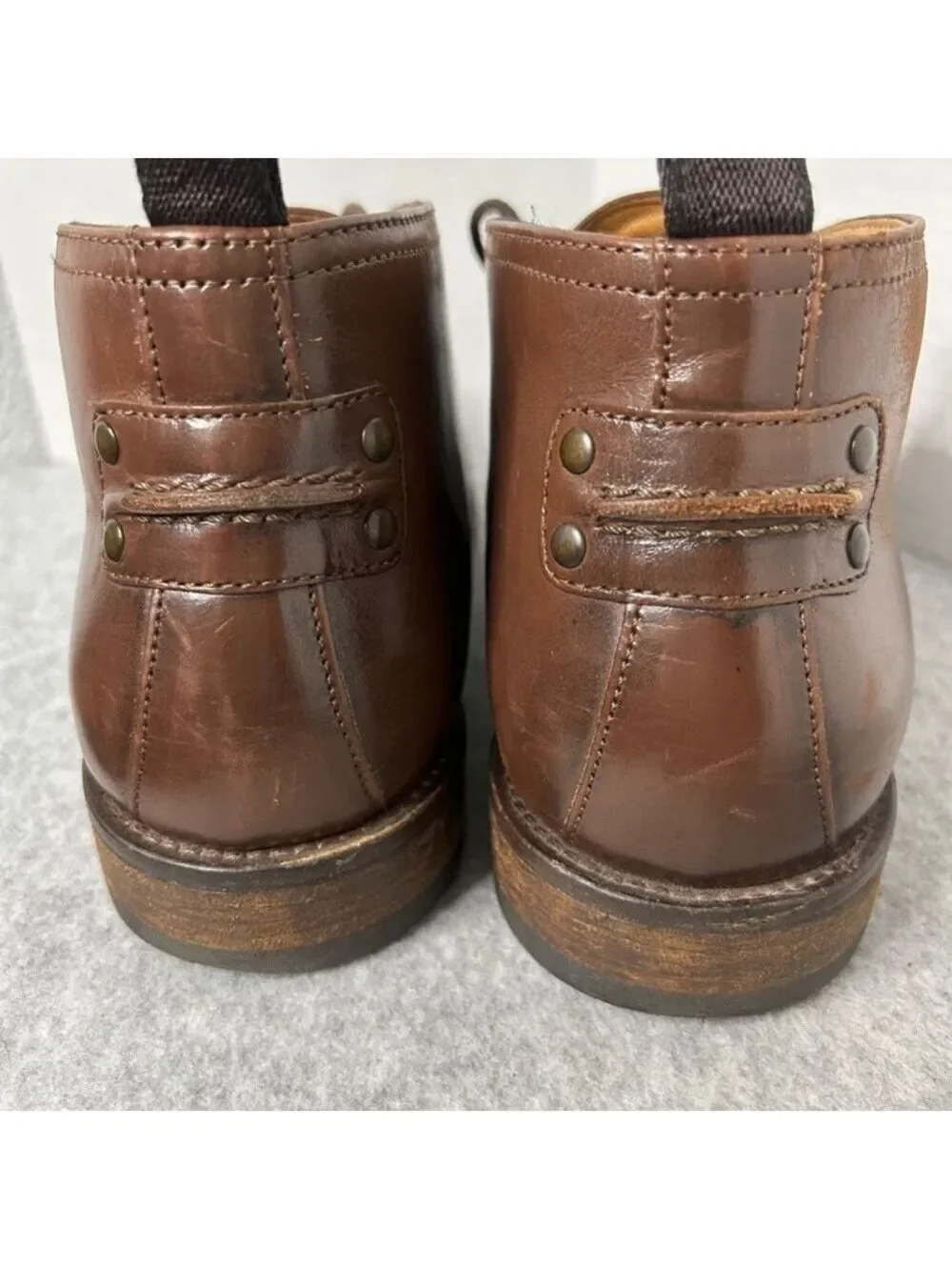 Allen Edmonds Mens Rainier Bulcher Ankle Boot Brown Sheepskin Tie Up Sz 8M US